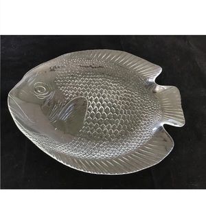 Vintage Arcoroc Fish Poisson Serving Platter Clear Glass 15”